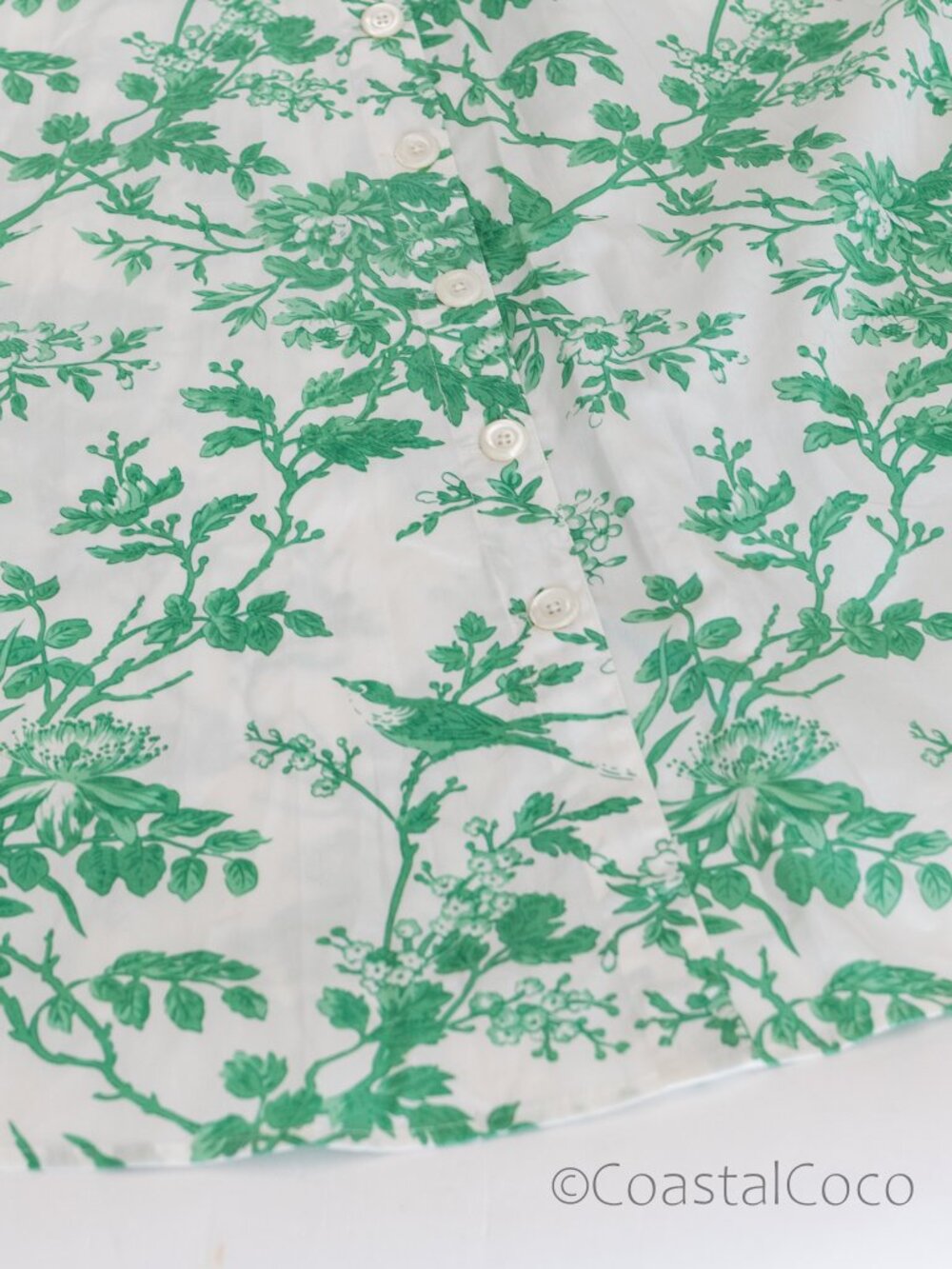 J.Peterman Green Toile 6 Midi Dress 100% Cotton Button Front Pockets Cottagecore - Picture 6 of 9